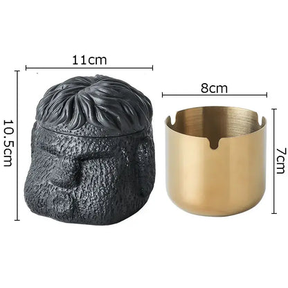 Abstract figure portraits cement ashtray black & gold living room decor
