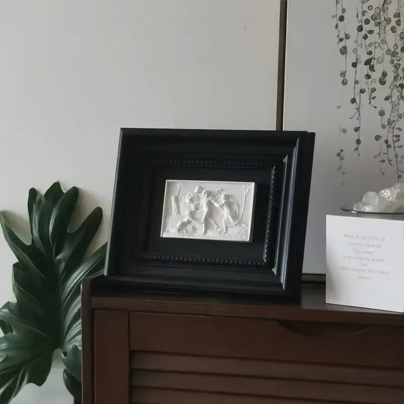 Modern white and black abstract figure relief sculpture living room art