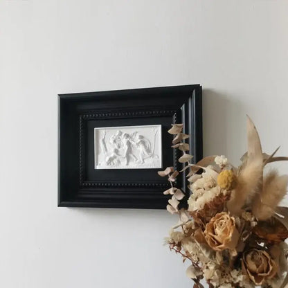 Modern white and black abstract figure relief sculpture living room art