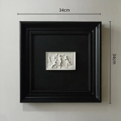 Modern white and black abstract figure relief sculpture living room art