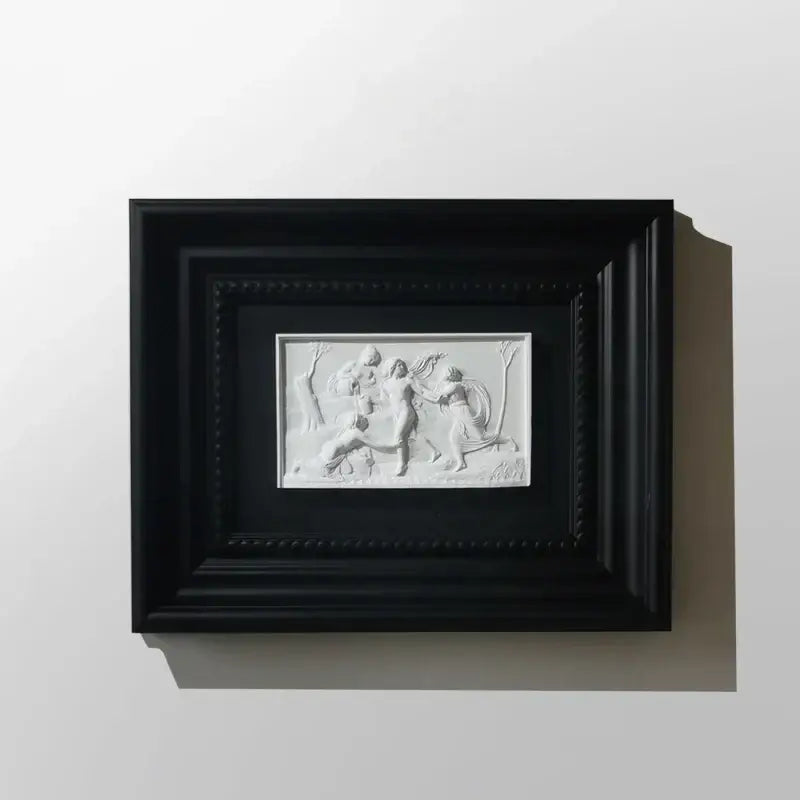 Modern white and black abstract figure relief sculpture living room art