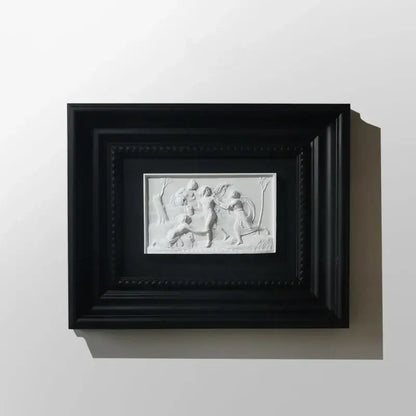 Modern white and black abstract figure relief sculpture living room art