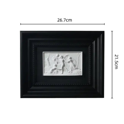 Modern white and black abstract figure relief sculpture living room art
