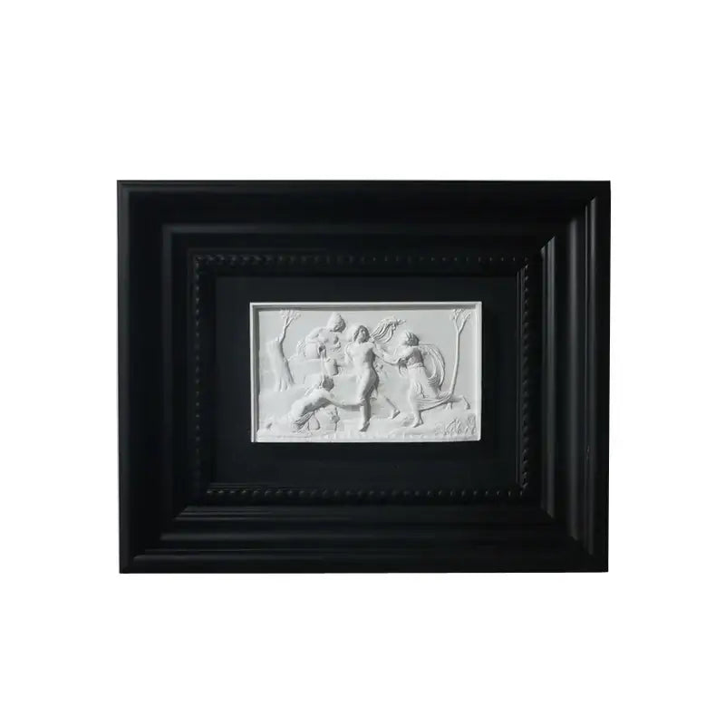 Modern white and black abstract figure relief sculpture living room art