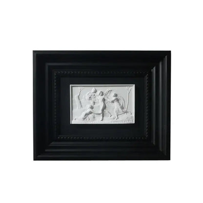 Modern white and black abstract figure relief sculpture living room art