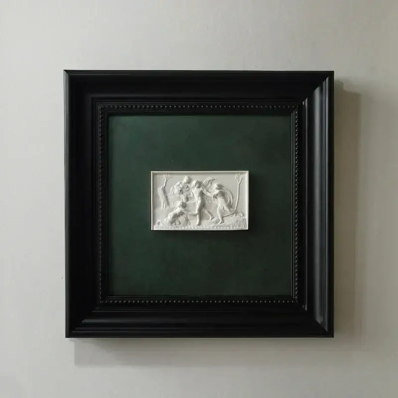 Modern white and black abstract figure relief sculpture living room art