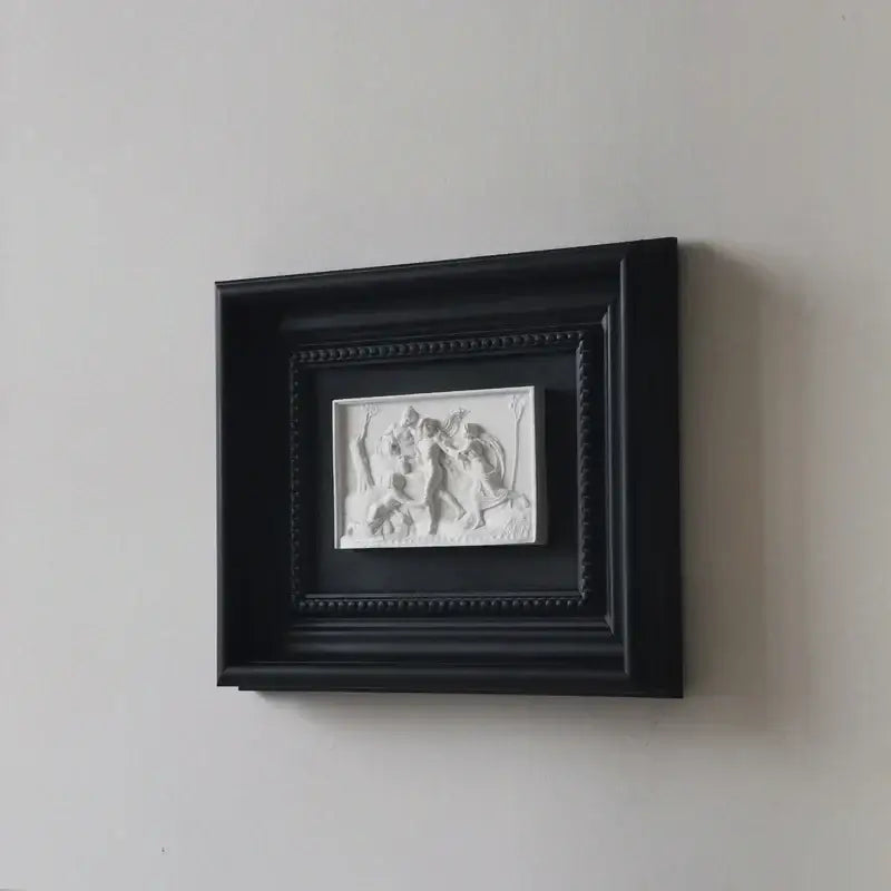 Modern white and black abstract figure relief sculpture living room art