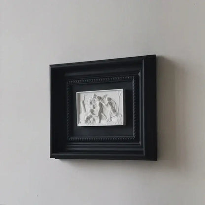 Modern white and black abstract figure relief sculpture living room art