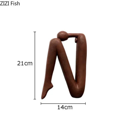 Modern brown & white figure resin sculpture bookends for living room