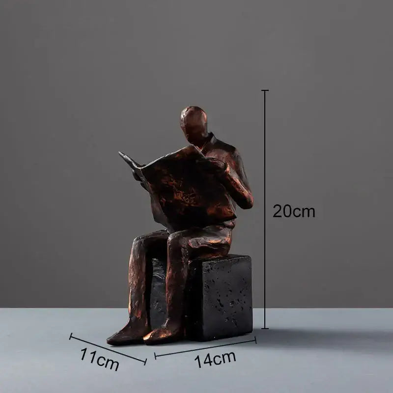 Bronze abstract figure sculpture bookend – living room desk decor