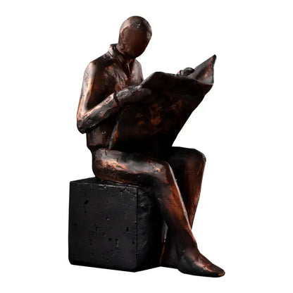 Bronze abstract figure sculpture bookend – living room desk decor