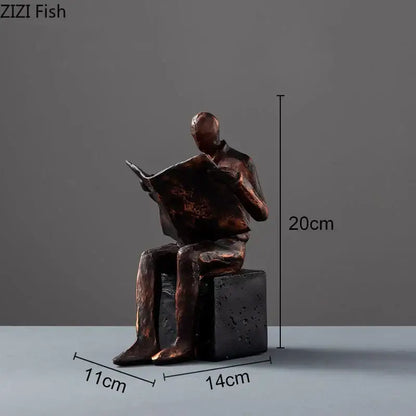 Bronze abstract figure sculpture bookend – living room desk decor