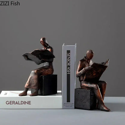 Bronze abstract figure sculpture bookend – living room desk decor