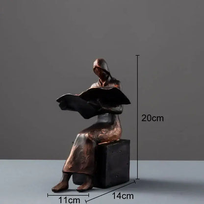 Bronze abstract figure sculpture bookend – living room desk decor