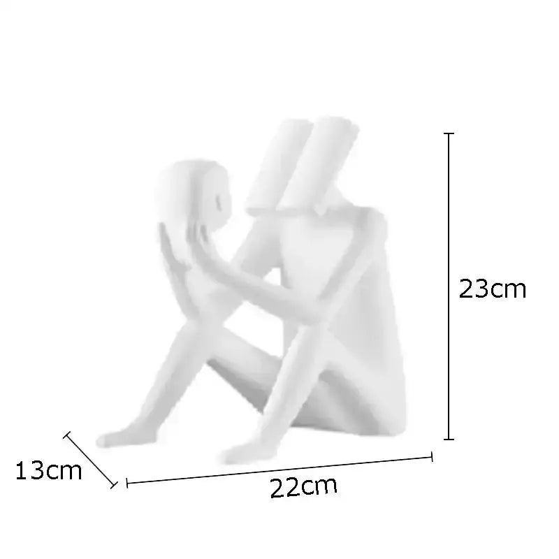 Modern black glossy abstract figure sculpture reading book bedroom decor