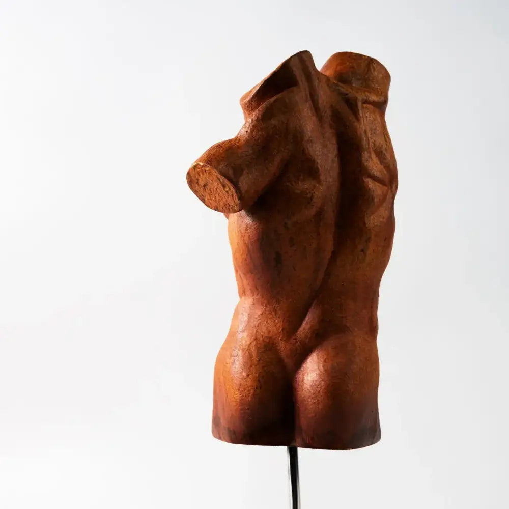 Abstract bronze male torso figure sculpture living room decor
