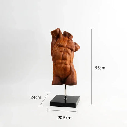 Abstract bronze male torso figure sculpture living room decor