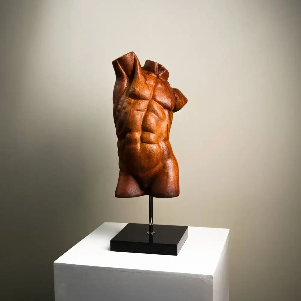 Abstract bronze male torso figure sculpture living room decor
