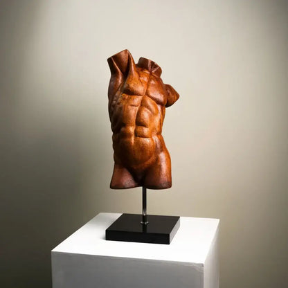 Abstract bronze male torso figure sculpture living room decor