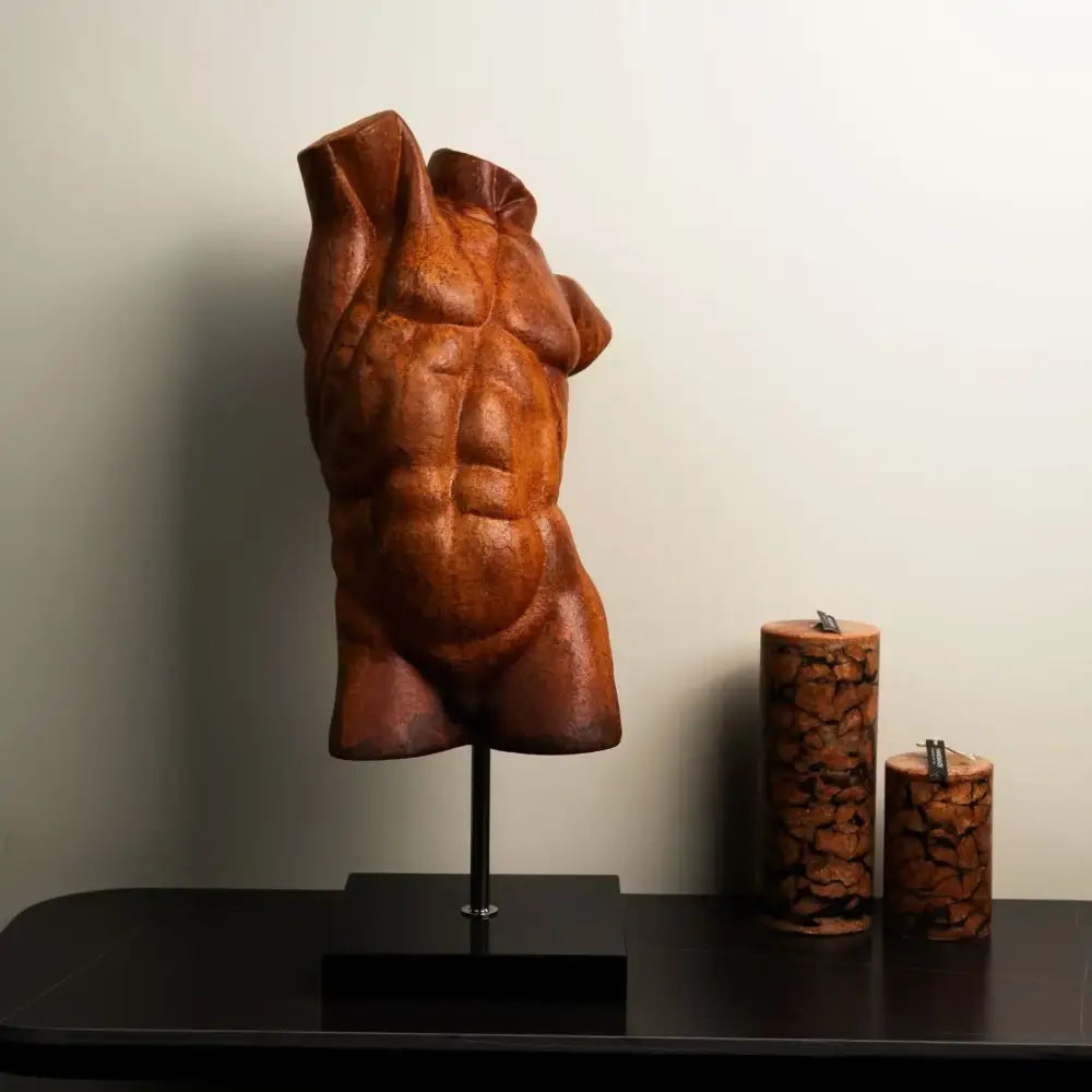 Abstract bronze male torso figure sculpture living room decor