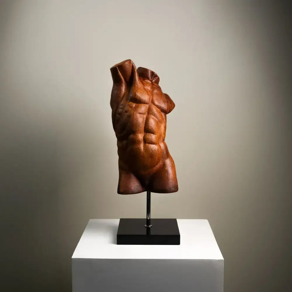 Abstract bronze male torso figure sculpture living room decor