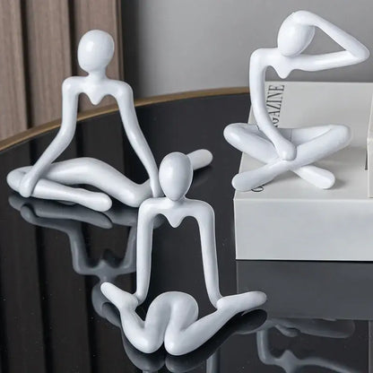 Minimalist white ceramic abstract figures living room ornament