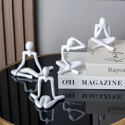 Minimalist white ceramic abstract figures living room ornament