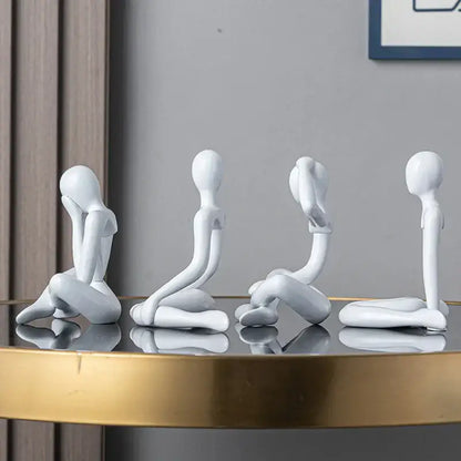 Minimalist white ceramic abstract figures living room ornament