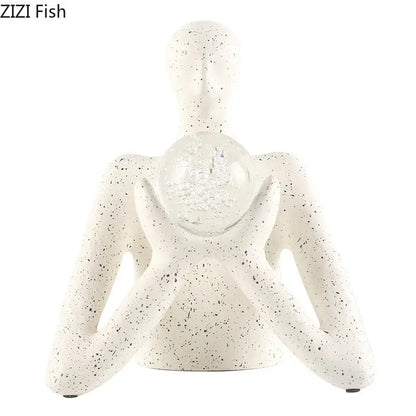 Abstract white figures sculpture decor bedroom glass orb ornament