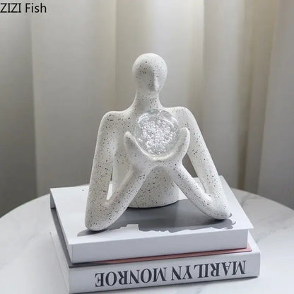 Abstract white figures sculpture decor bedroom glass orb ornament