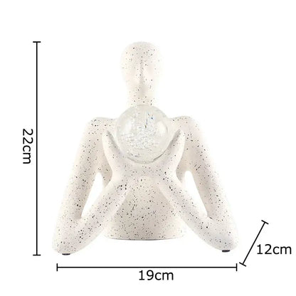 Abstract white figures sculpture decor bedroom glass orb ornament