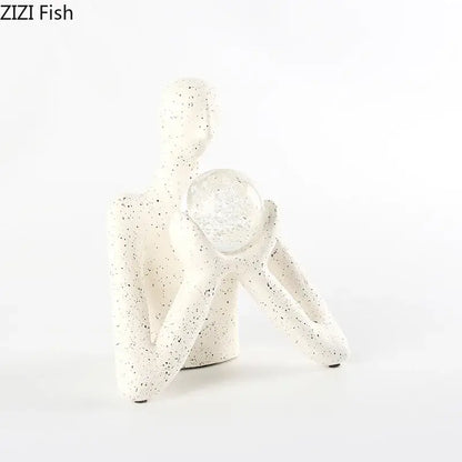 Abstract white figures sculpture decor bedroom glass orb ornament