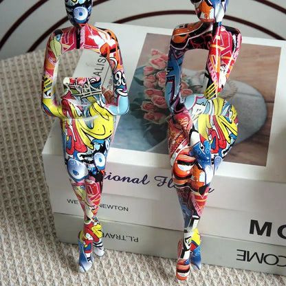 Modern pop art abstract figurine – living room graffiti decor