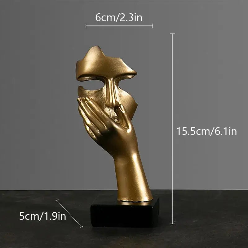 Modern gold abstract figurines – office desk resin face sculptures