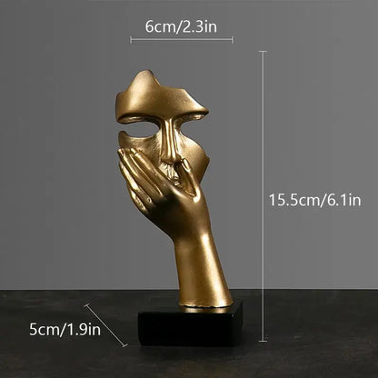 Modern gold abstract figurines – office desk resin face sculptures
