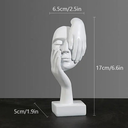 Modern gold abstract figurines – office desk resin face sculptures