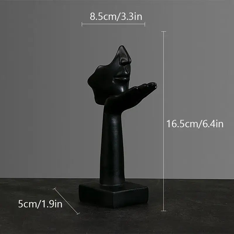 Modern gold abstract figurines – office desk resin face sculptures