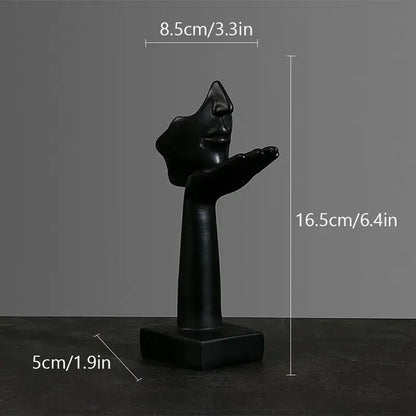 Modern gold abstract figurines – office desk resin face sculptures