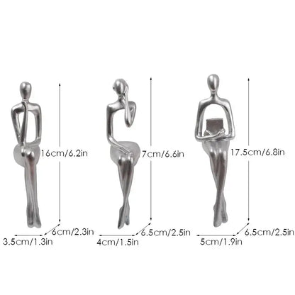 Modern gold abstract figurines set for living room office decor