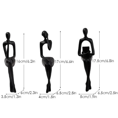 Modern gold abstract figurines set for living room office decor