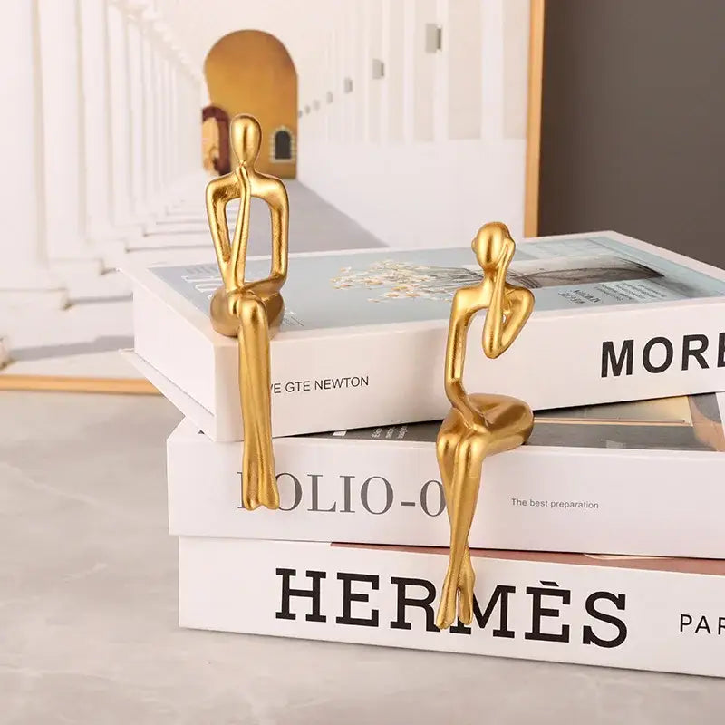 Modern gold abstract figurines set for living room office decor