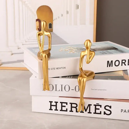 Modern gold abstract figurines set for living room office decor