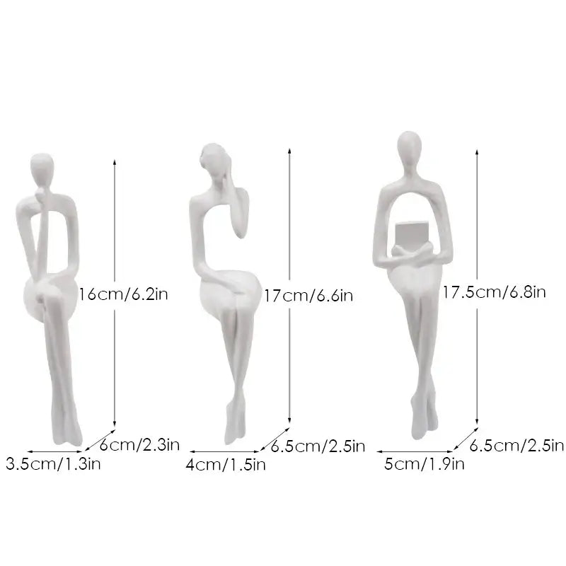 Modern gold abstract figurines set for living room office decor