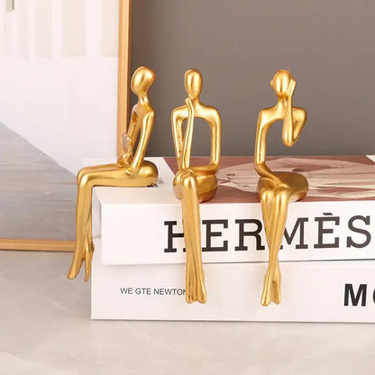 Modern gold abstract figurines set for living room office decor