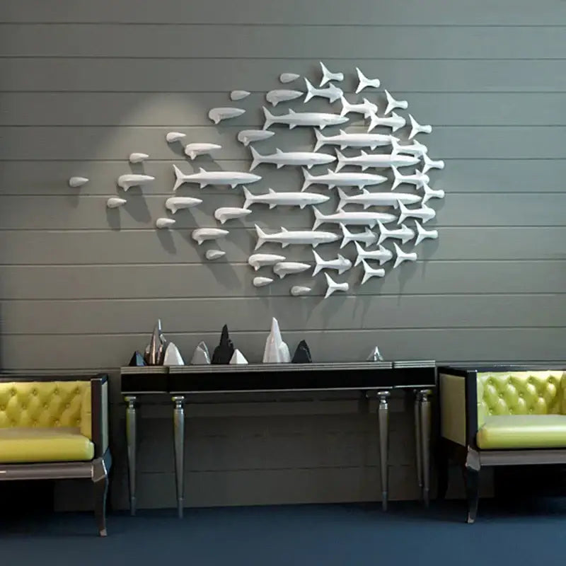 Abstract white shark fish ceramic wall decoration childrens room