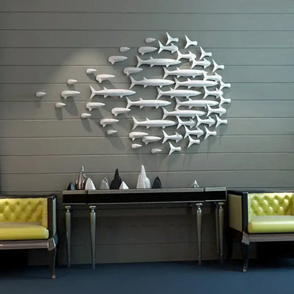 Abstract white shark fish ceramic wall decoration childrens room