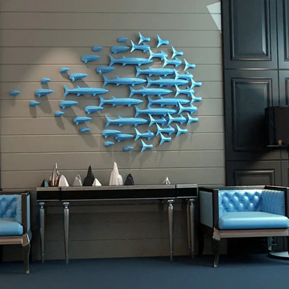 Abstract white shark fish ceramic wall decoration childrens room
