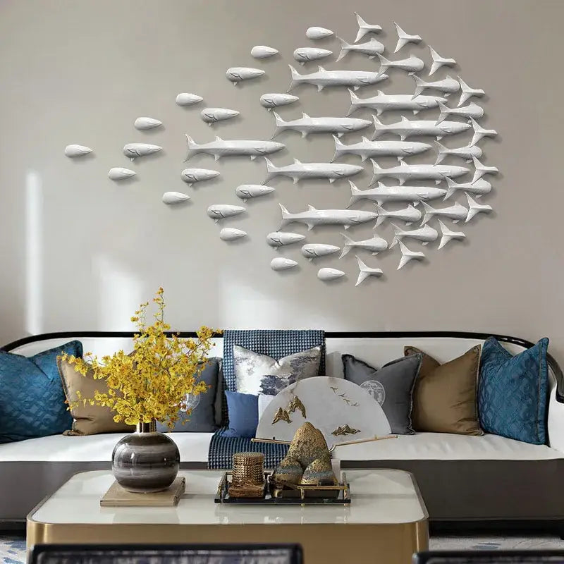 Abstract white shark fish ceramic wall decoration childrens room