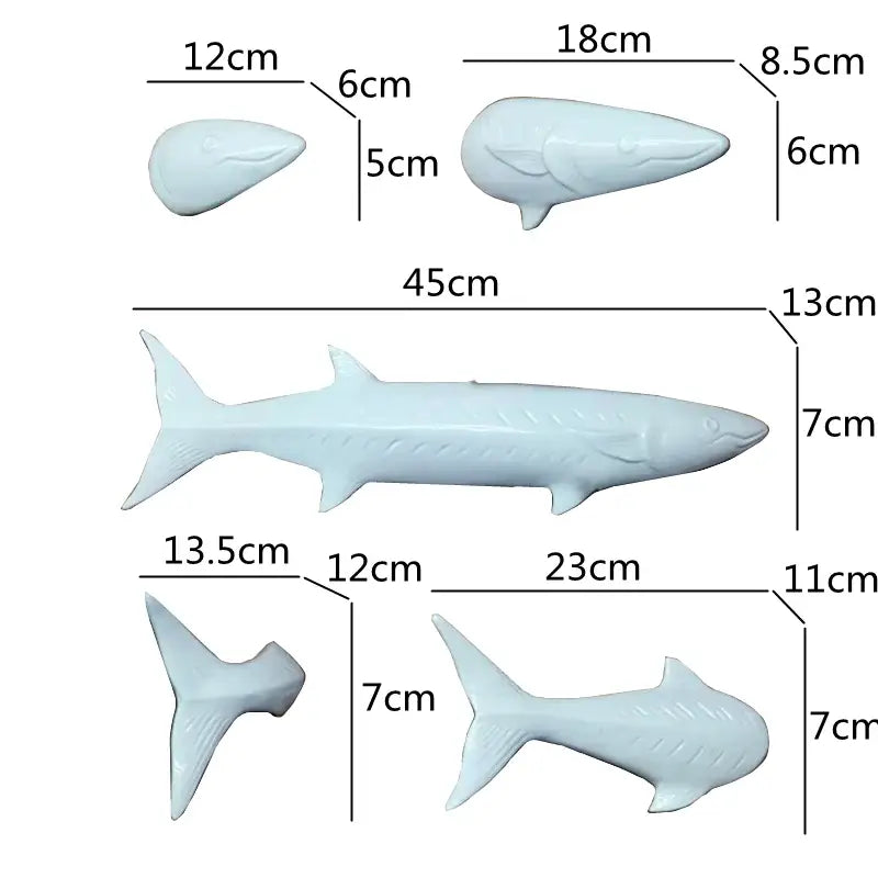 Abstract white shark fish ceramic wall decoration childrens room