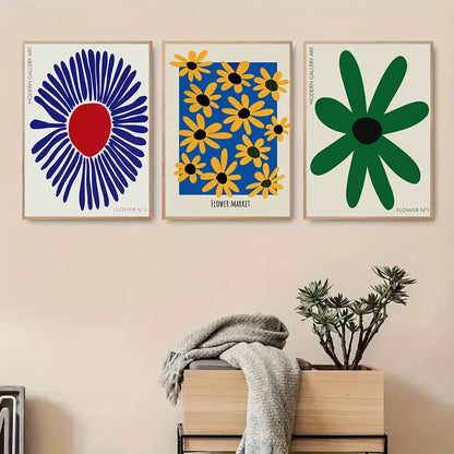 DecorBites™ Abstract Flowers Wall Art Print Canvas Decor